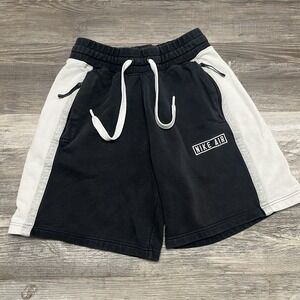 Nike Sportswear Sweat Shorts Mens Small Black White French Terry Fleece Striped